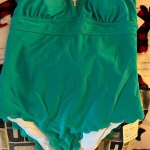 Teal Scalloped One-Piece Swimsuit